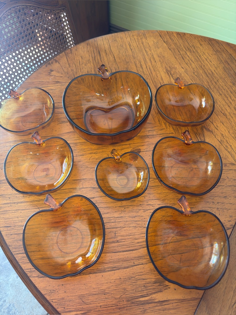 Amber Glass Apple Bowls - Set of 8